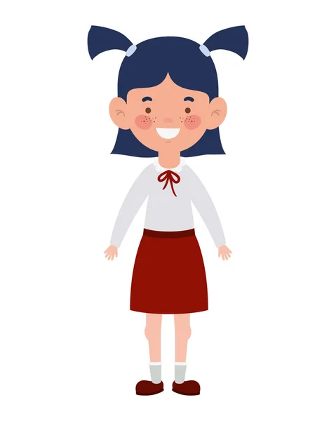 Estudiante chica de pie sonriendo sobre fondo blanco — Vector de stock