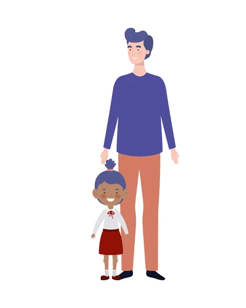 Padre con hija de vuelta a la escuela — Vector de stock