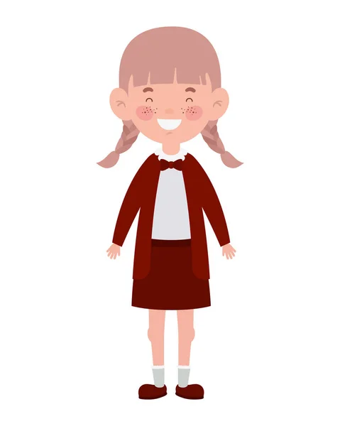 学生女孩站在白色背景上微笑 — 图库矢量图片