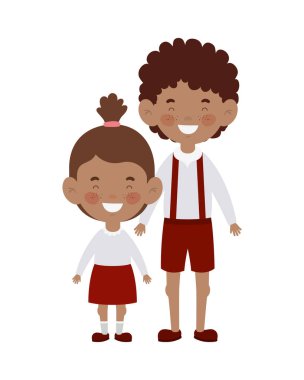 beyaz arka plan üzerinde gülümseyerek duran çift öğrenciler