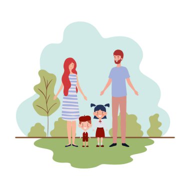 manzara çocuklu ebeveynlerin çift