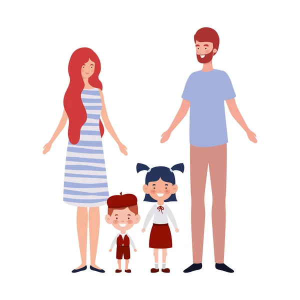 Couple de parents avec des enfants avatar personnage — Image vectorielle