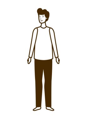 beyaz arka planda duran genç adamın silueti