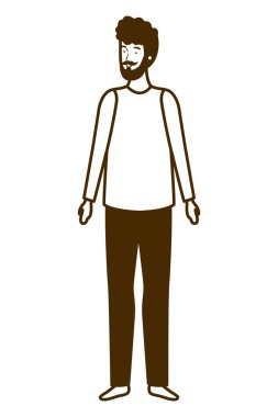 beyaz arka planda duran genç adamın silueti