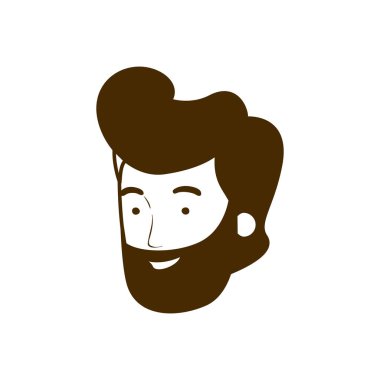 beyaz arka plan üzerinde gülümseyen genç adamın başının silueti