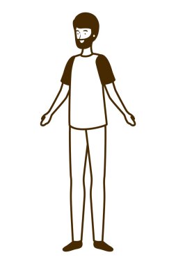 beyaz arka planda duran genç adamın silueti