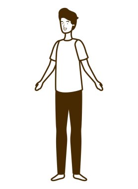 beyaz arka planda duran genç adamın silueti