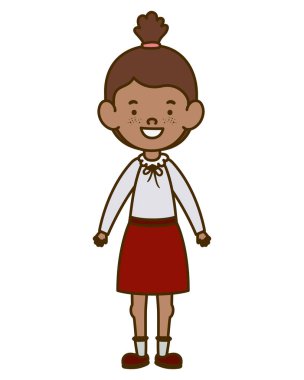 beyaz arka plan üzerinde gülümseyerek duran öğrenci kız