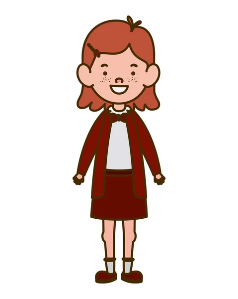 Estudiante chica de pie sonriendo sobre fondo blanco — Vector de stock