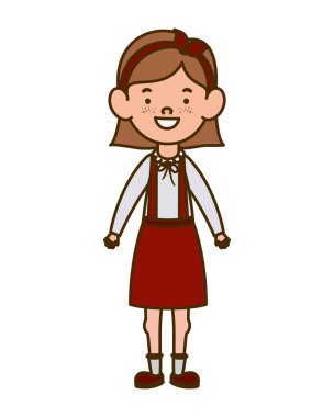 beyaz arka plan üzerinde gülümseyerek duran öğrenci kız