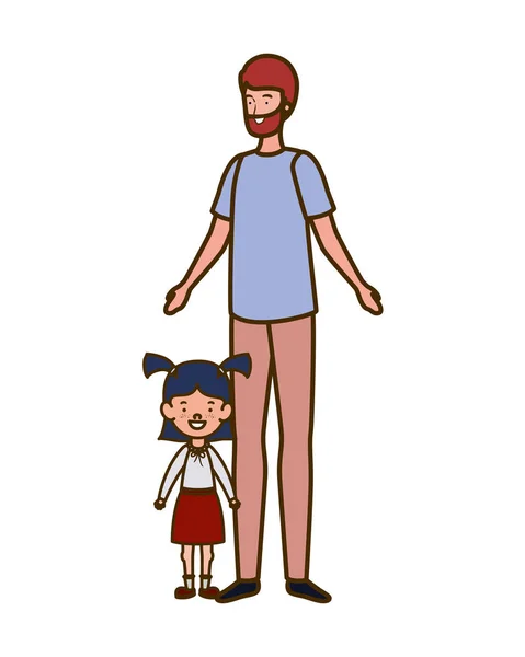 Otec s dcerou zpátky do školy — Stockový vektor