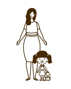 okula geri kızı ile kadın silueti