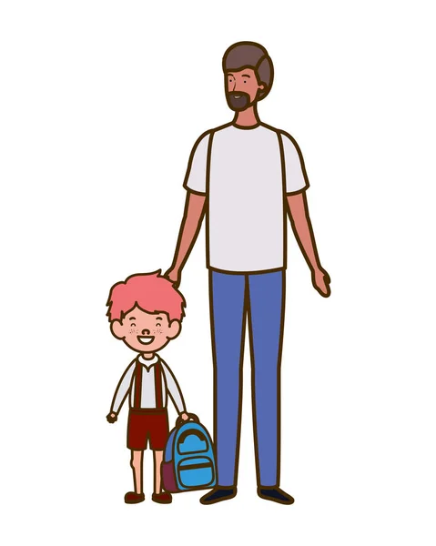 Vater mit Sohn zurück zur Schule — Stockvektor
