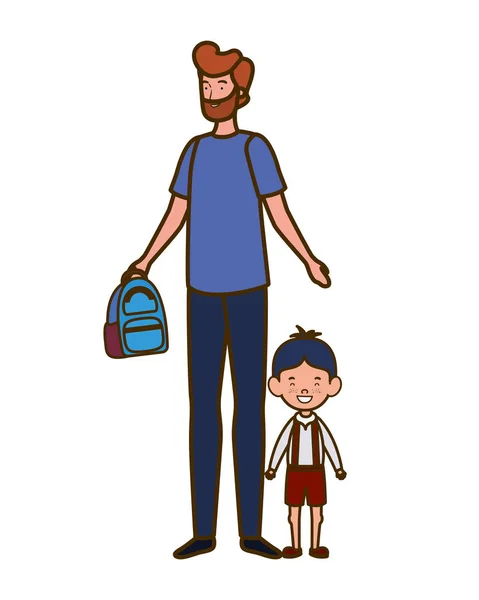 Отец с сыном возвращаются в школу — стоковый вектор