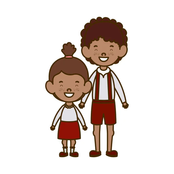 Pareja estudiantes de pie sonriendo sobre fondo blanco — Vector de stock