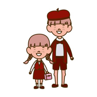 beyaz arka plan üzerinde gülümseyerek duran çift öğrenciler