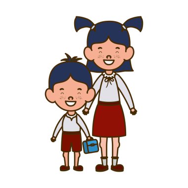 beyaz arka plan üzerinde gülümseyerek duran çift öğrenciler