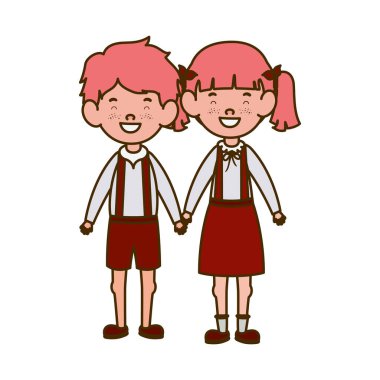 beyaz arka plan üzerinde gülümseyerek duran çift öğrenciler