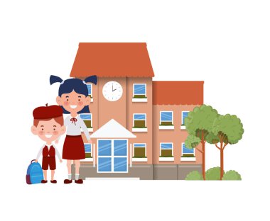 öğrencilerle ilköğretim okul binası