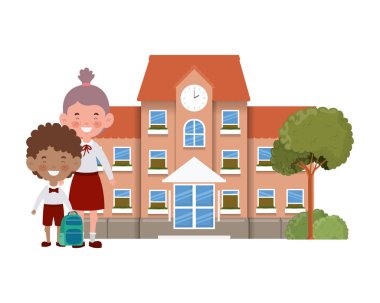 öğrencilerle ilköğretim okul binası