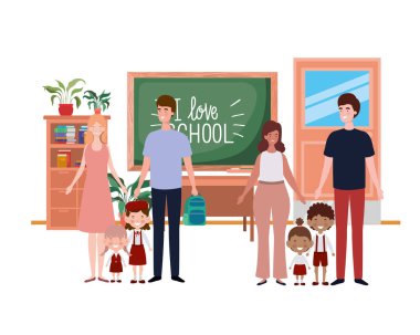çocuk avatar karakteri ile ebeveynlerin grubu