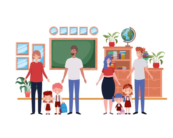 Grupa rodziców z dziećmi avatar postaci — Wektor stockowy