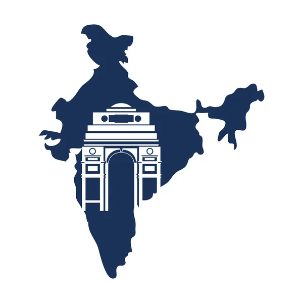 Edificação de portão índia e dia de independência — Vetor de Stock