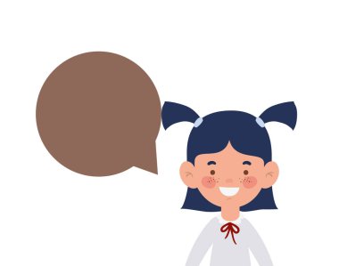 konuşma balonu ile gülümseyen öğrenci kız