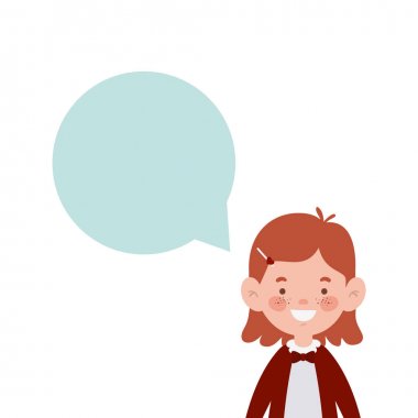 konuşma balonu ile gülümseyen öğrenci kız