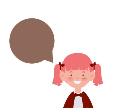 konuşma balonu ile gülümseyen öğrenci kız