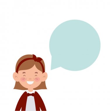 konuşma balonu ile gülümseyen öğrenci kız