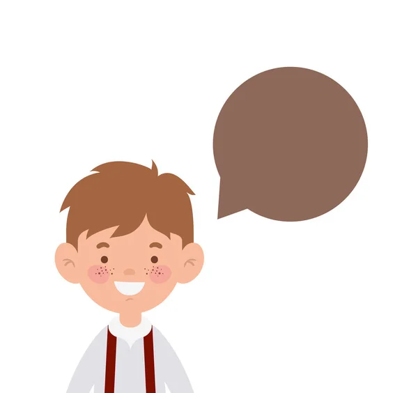 Student boy smiling with speech bubble — Stock Vector