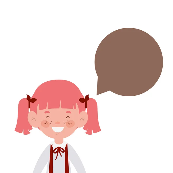 Konuşma balonu ile gülümseyen öğrenci kız — Stok Vektör