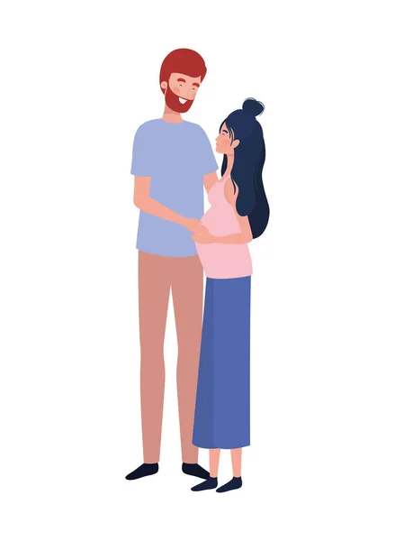 Беременная женщина с мужем стоя — стоковый вектор