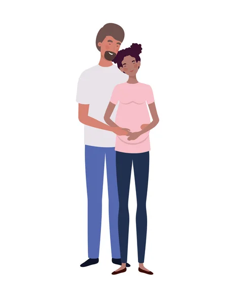 Pregnant woman with husband standing — Stock Vector