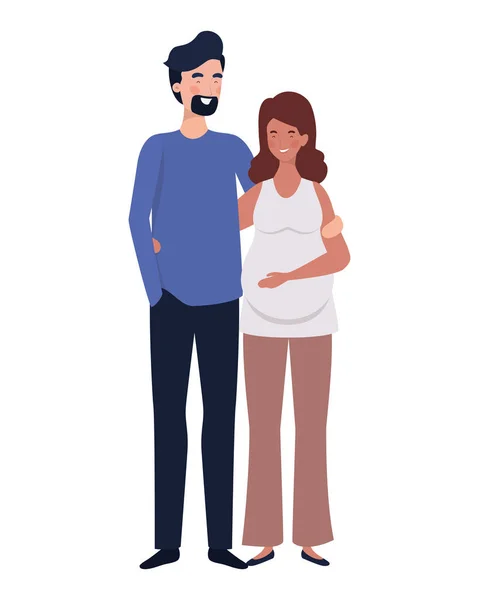 Mujer embarazada con marido de pie — Vector de stock