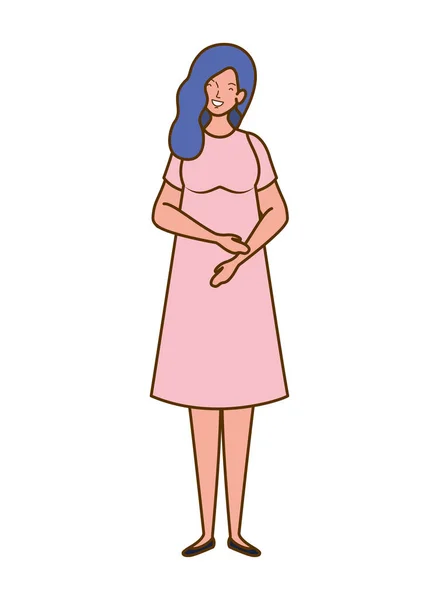 Belle femme enceinte debout sur fond blanc — Image vectorielle