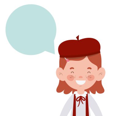 konuşma balonu ile gülümseyen öğrenci kız