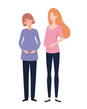 beyaz arka plan üzerinde duran güzel kadın hamile