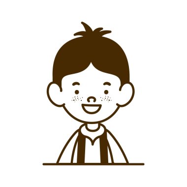 beyaz arka plan üzerinde gülümseyen öğrenci çocuk silueti