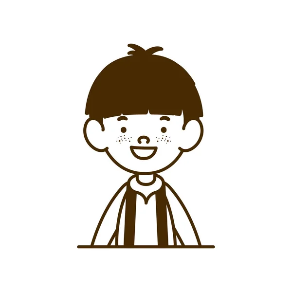 Silhouette de garçon étudiant souriant sur fond blanc — Image vectorielle