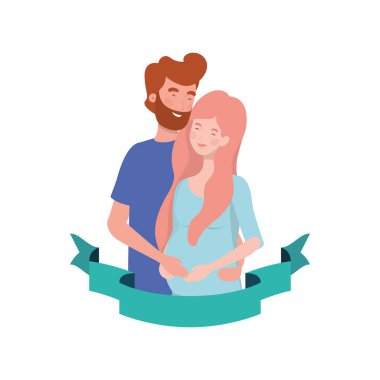 dekoratif kurdele ile kocası ile hamile kadın