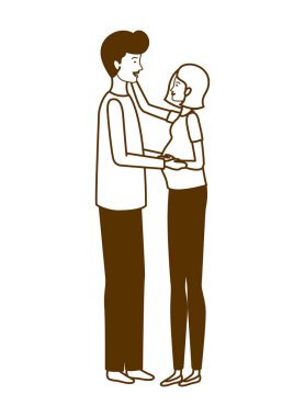 kocası ayakta hamile kadının silueti