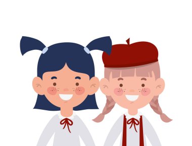 beyaz arka planda gülümseyen öğrenci kızlar