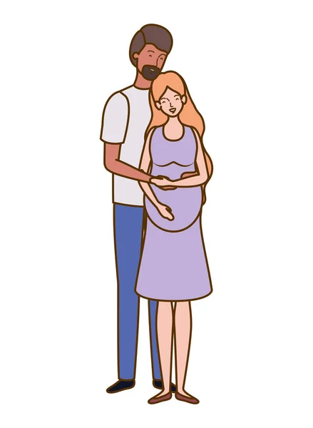 Kobieta w ciąży z mężem stoi — Wektor stockowy