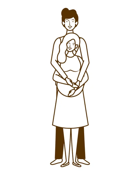 Σιλουέτα της εγκύου γυναίκα με το σύζυγό στέκεται — Διανυσματικό Αρχείο