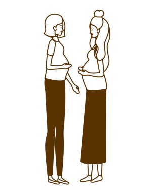 beyaz arka plan üzerinde duran hamile kadın siluet