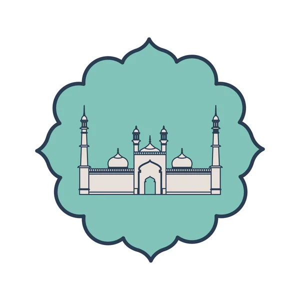 Edificación de mezquita islámica jama masjid y día de la independencia de la India — Vector de stock