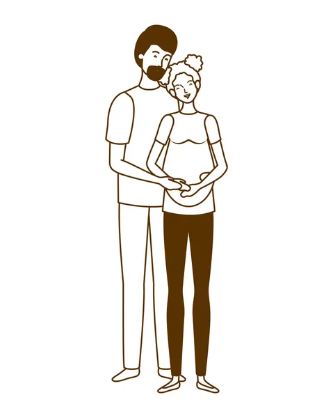 Silhouette de femme enceinte avec mari debout — Image vectorielle