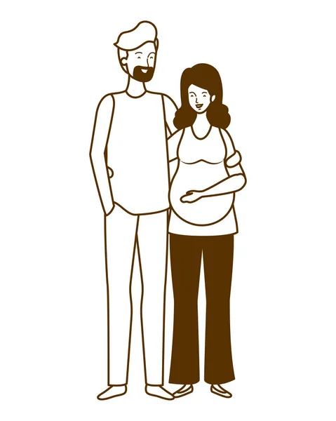 Silhueta de mulher grávida com marido em pé —  Vetores de Stock